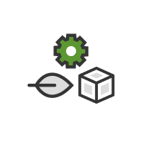 cube, leaf and configuration icon