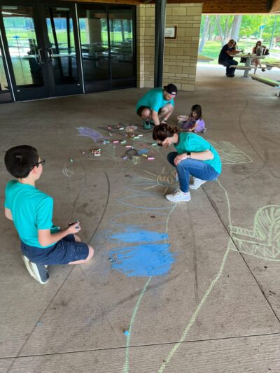 kids painting the floor