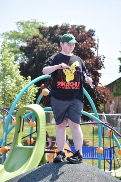 boy making bubbles